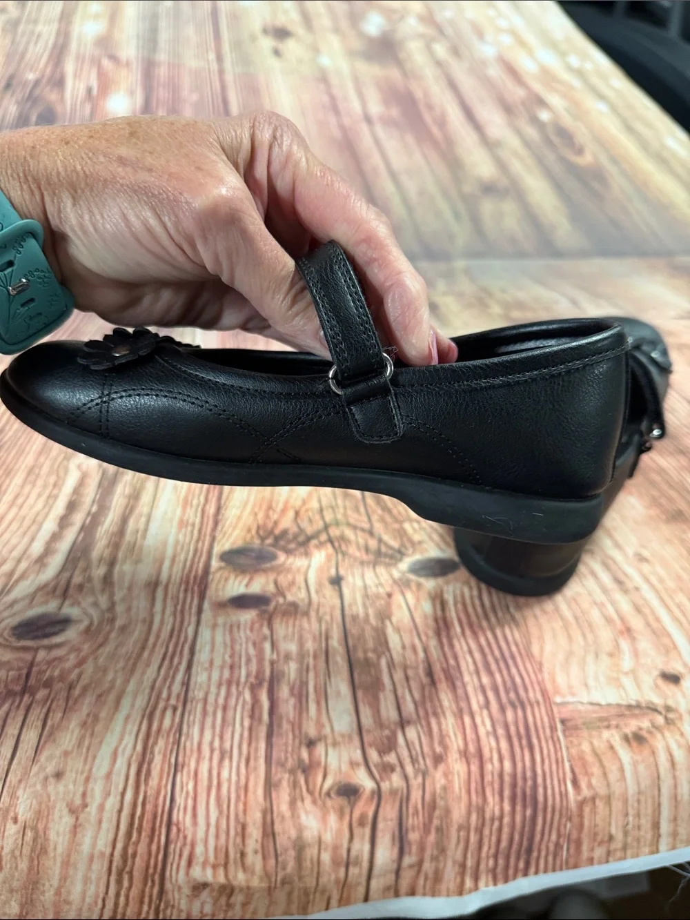 Stride Rite Black Girls Mary Jane Shoes with Flower Accents size: 13